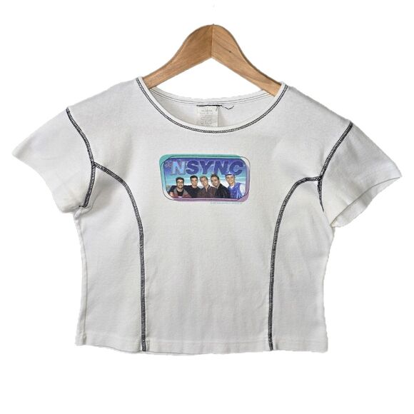 Vintage NSYNC 1999 Tour Womens Shirt Size Small Cropped Baby Band Tee 90s - Picture 1 of 8
